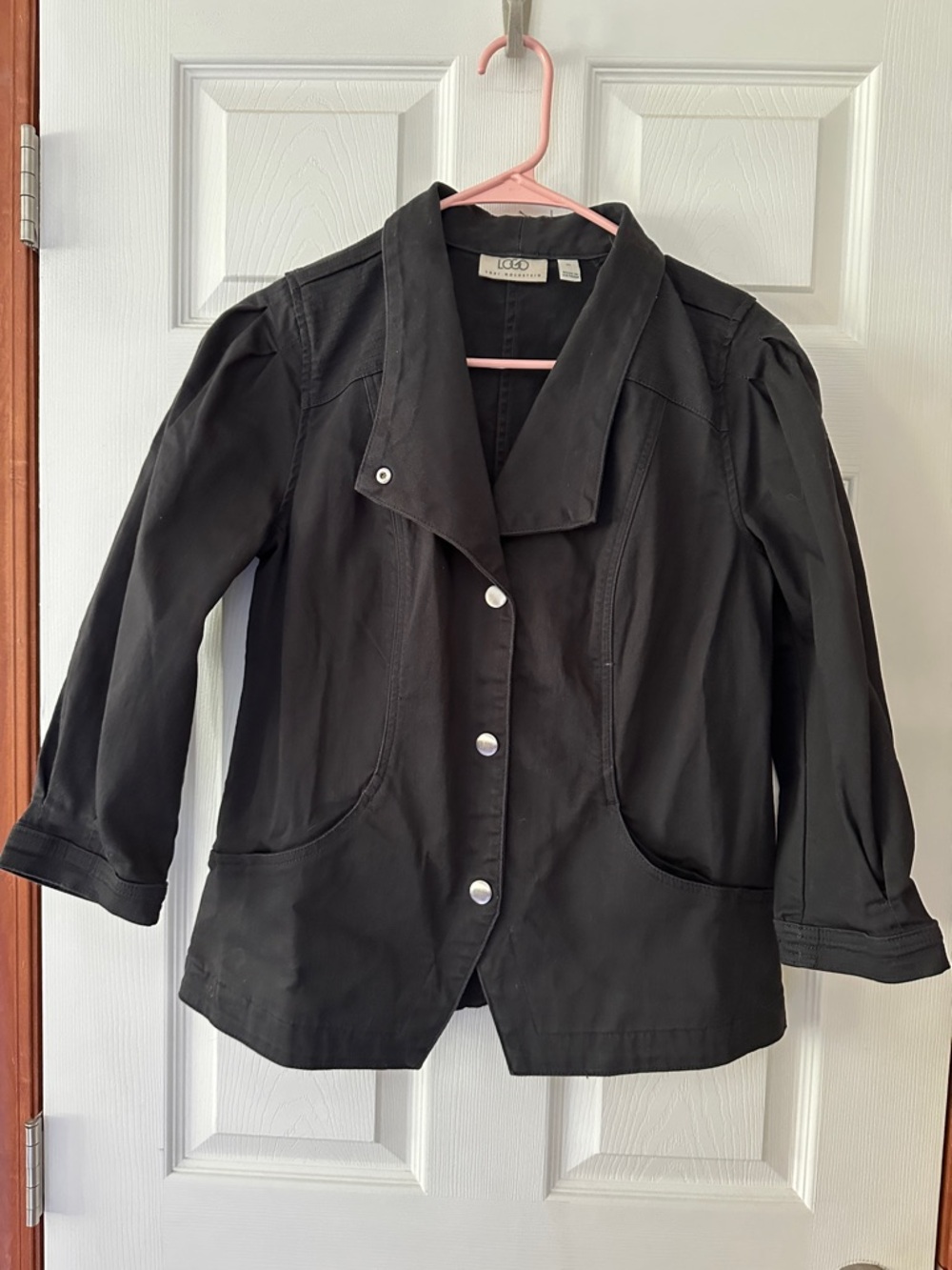 LOGO by Lori Goldstein Black Button-Front Blazer Jacket